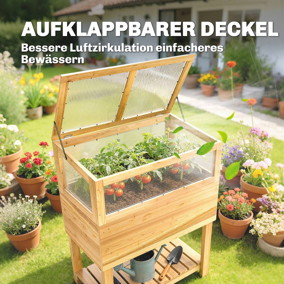 Outsunny Hochbeet mit Frühbeetaufsatz B/H/T/L: ca. 45x108,5x45x80 cm