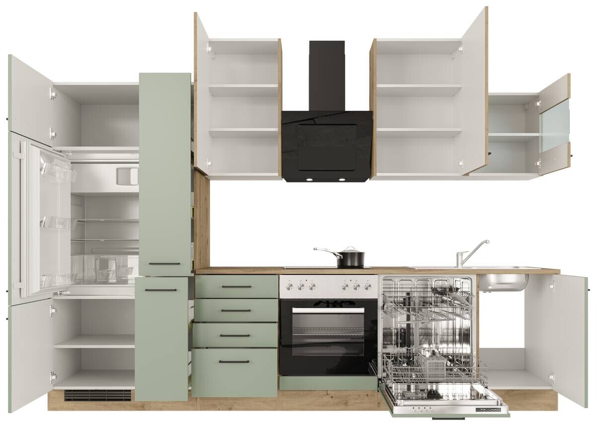 Küchenblock Cara grün matt B/H/T: ca. 310x234x60 cm