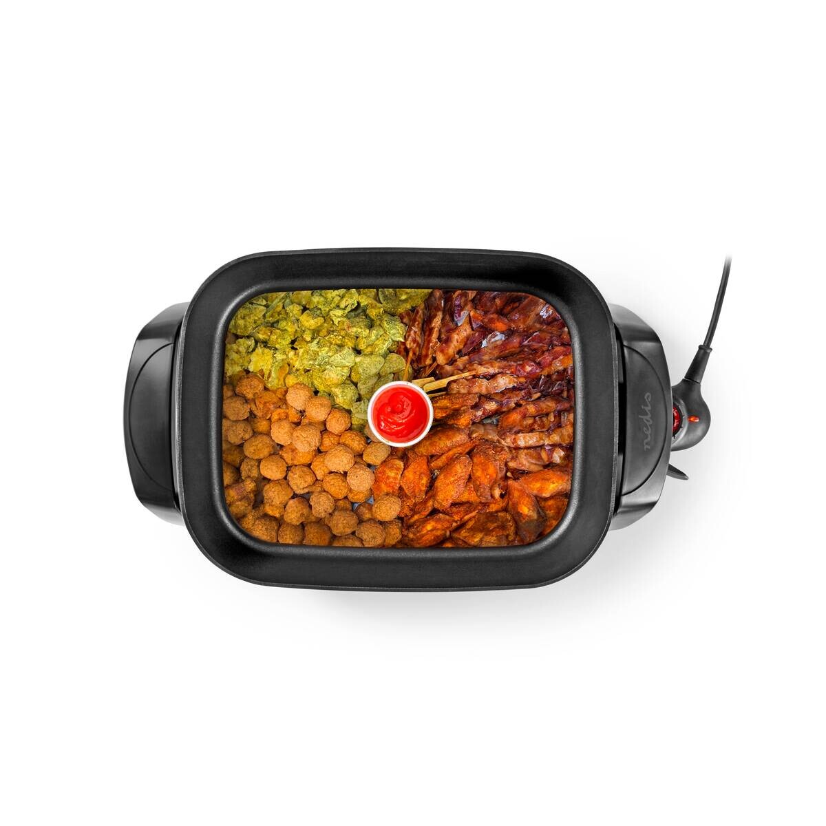 Nedis Elektrische Pfanne schwarz Aluminium Kunststoff B/H/L: ca. 30,2x8x39 cm