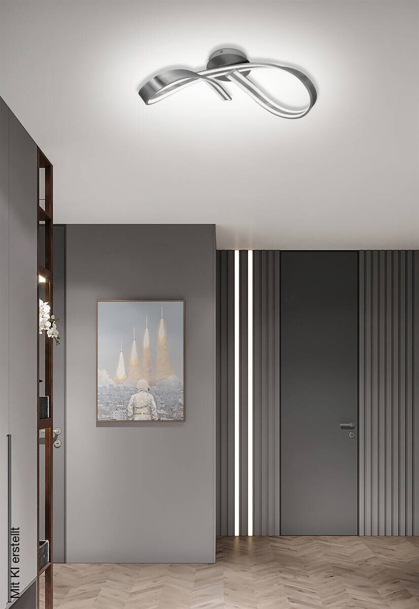 POCOline LED-Deckenleuchte Boucle nickel Metall Acryl B/H/L: ca. 25x23x75 cm