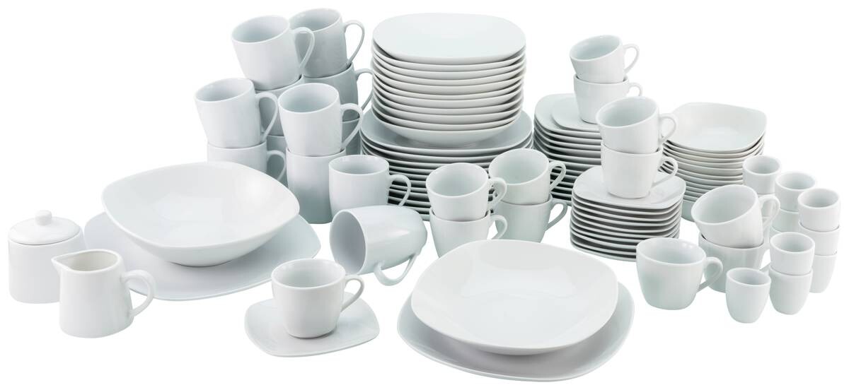 CreaTable Kombiservice Square weiß Porzellan 100 tlg.