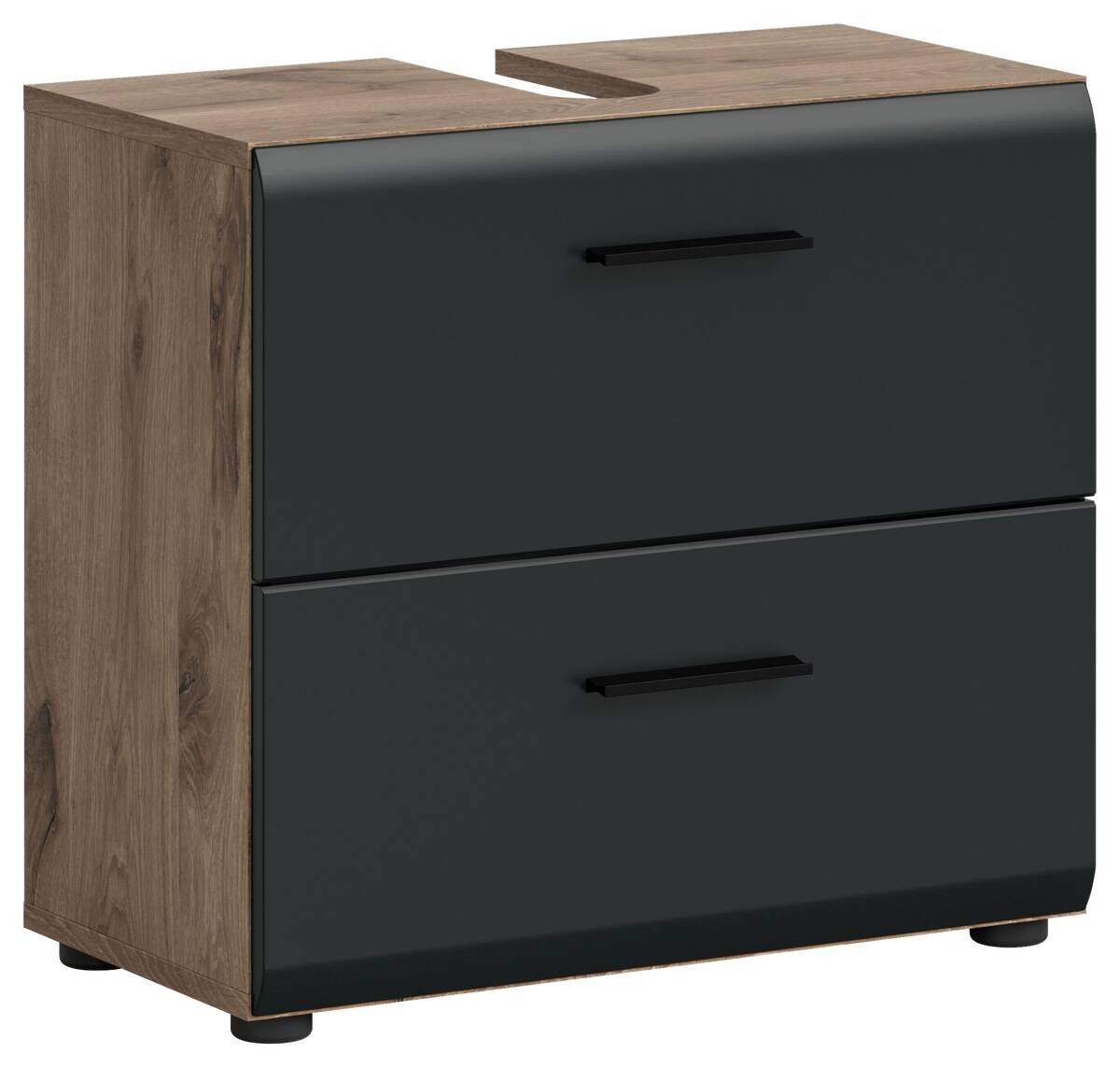 Waschbeckenunterschrank Ice Nox Oak Nachbildung schwarz matt B/H/T: ca. 60x54x60 cm