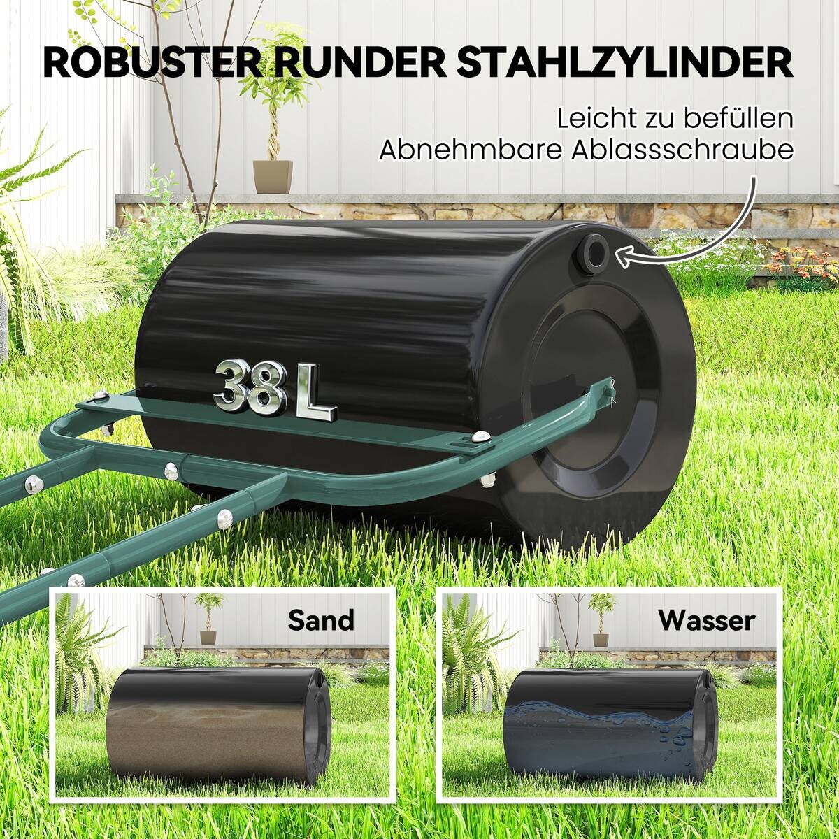 Outsunny Rasenwalze B/H/T/L: ca. 32,5x113x32,5x58 cm