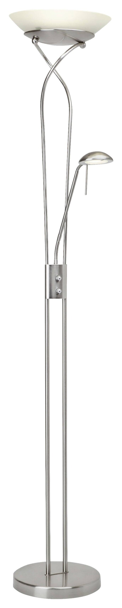 Brilliant Stehlampe Ollie silber weiß Metall Glas H: ca. 180 cm