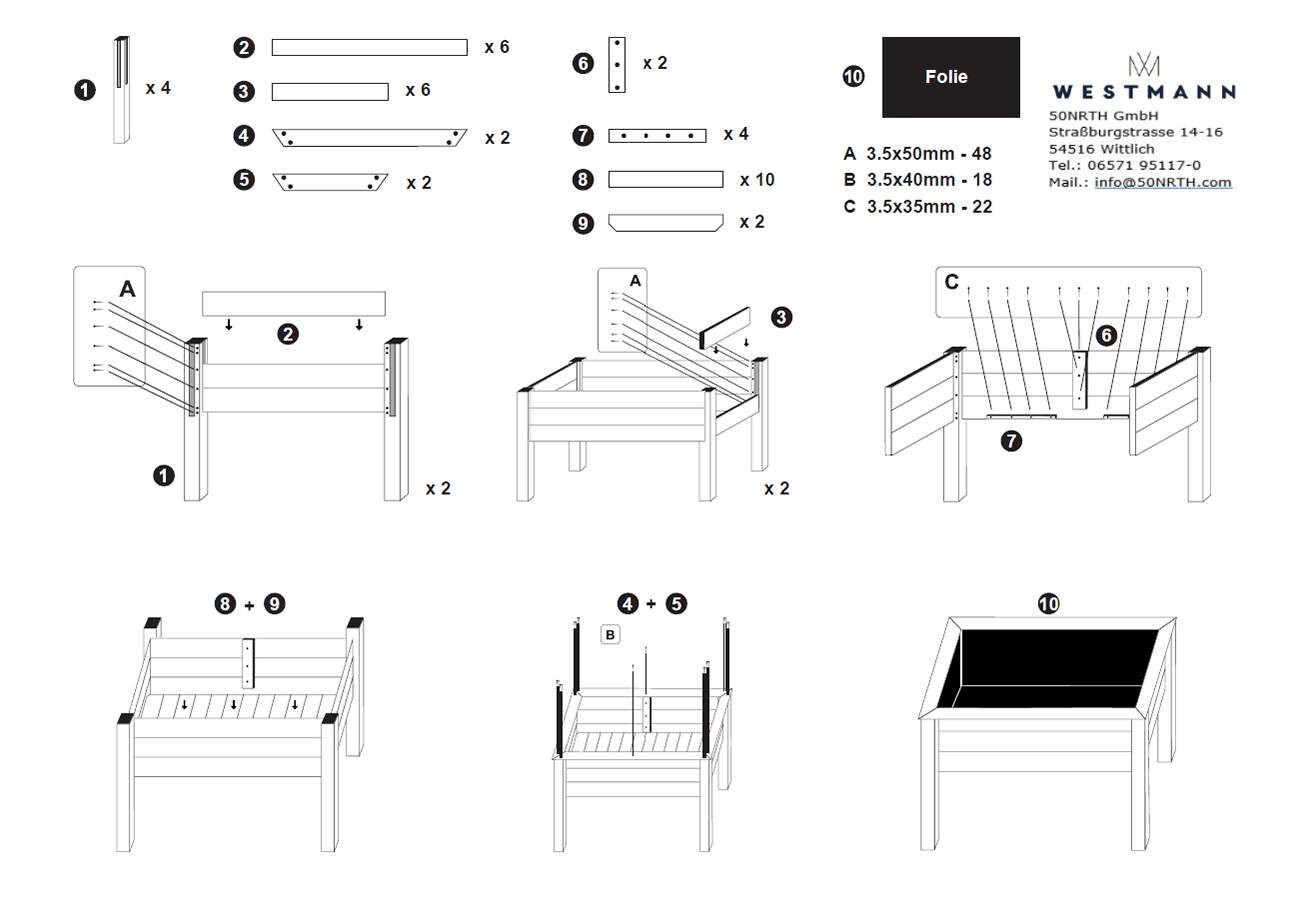 Westmann Stelzenhochbeet natur Lärche H/T/L: ca. 75x65x120 cm