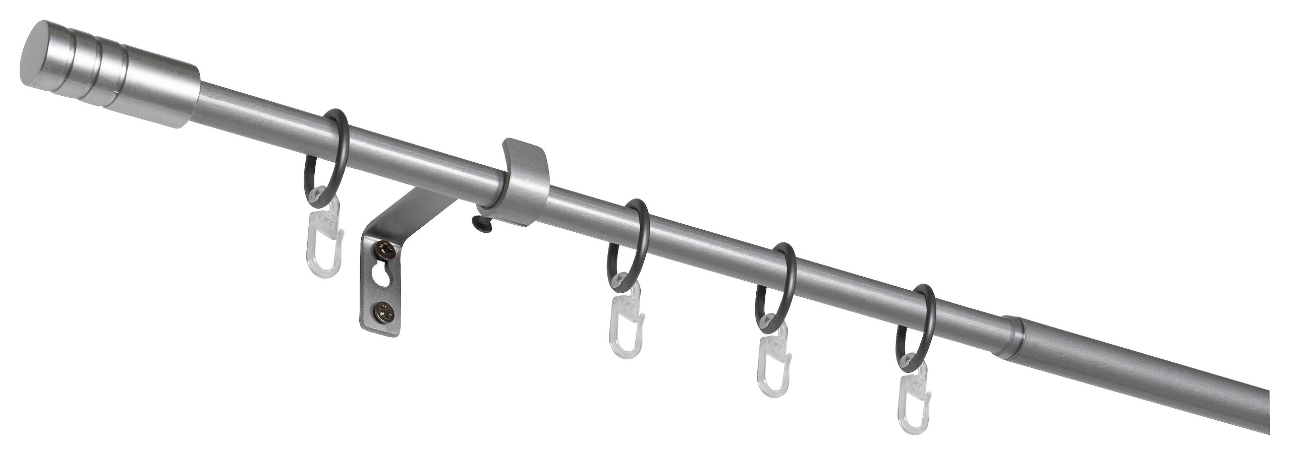 Gardinenstange silber Metall ausziehbar von ca. 120 bis 210 cm 1.0 Läufe