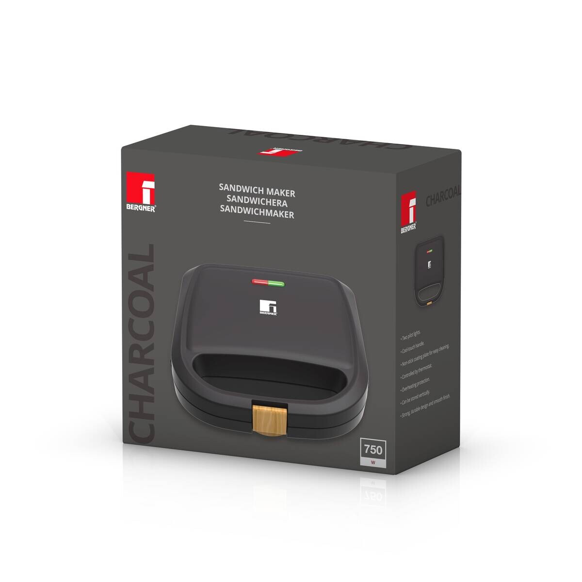 BERGNER Sandwichmaker schwarz B/H/L: ca. 24,5x11,5x24 cm