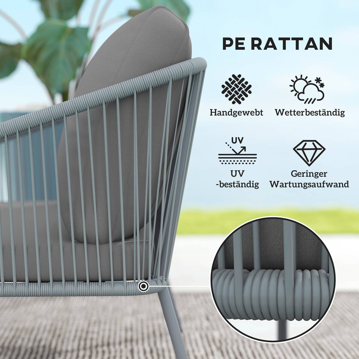 Outsunny Gartenmöbel grau Polyethylen B/H/L: ca. 72x76x112 cm