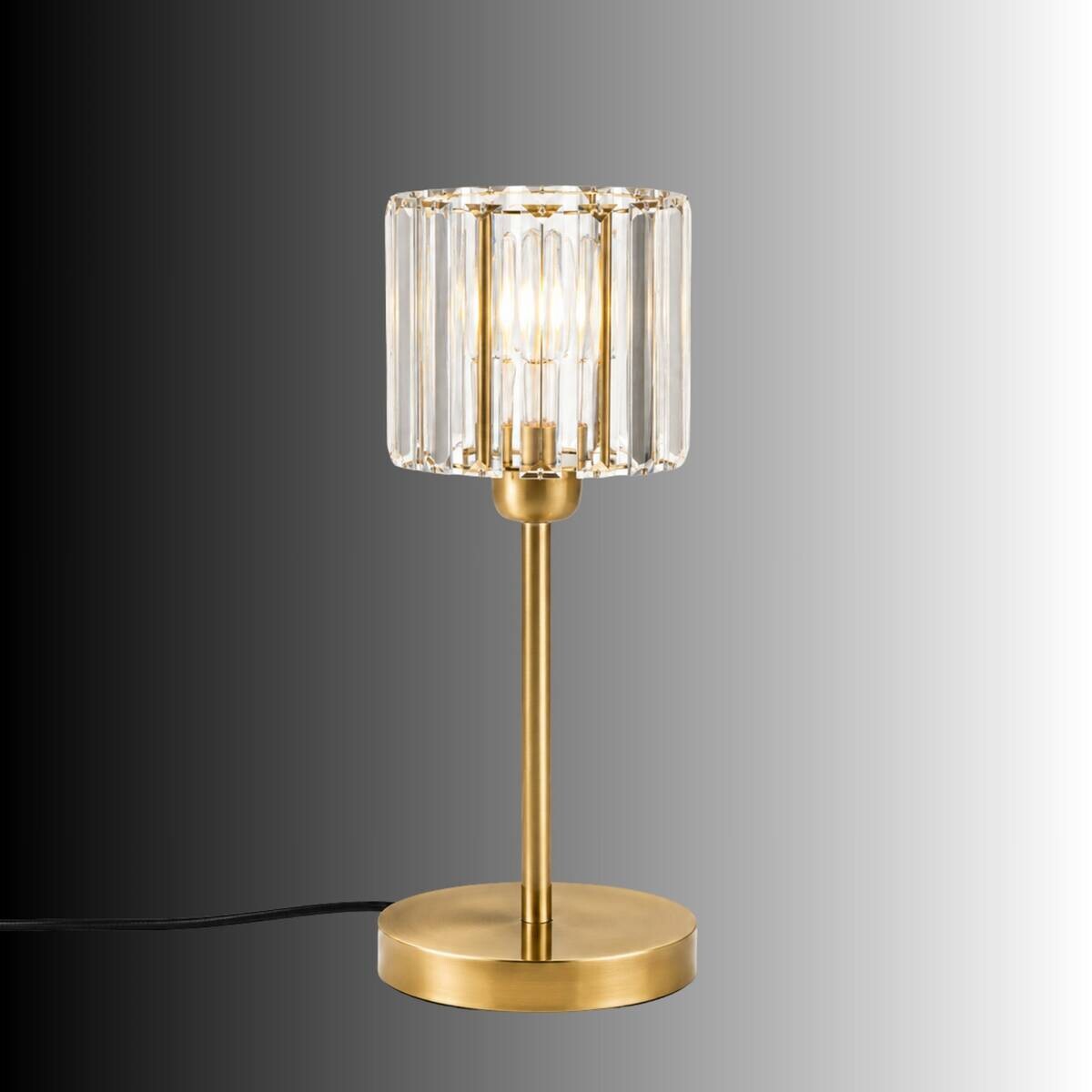 Tischleuchte gold Glas Metall B/H/L/D: ca. 17x50x17x17 cm E27 1 Brennstellen