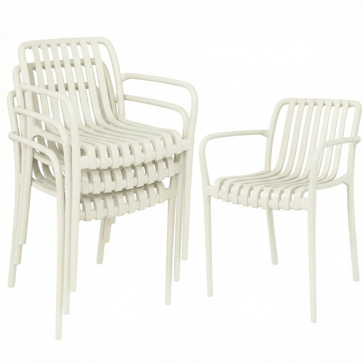 Outsunny Stapelstuhl creme Kunststoff B/H/L: ca. 55x81,5x58,5 cm