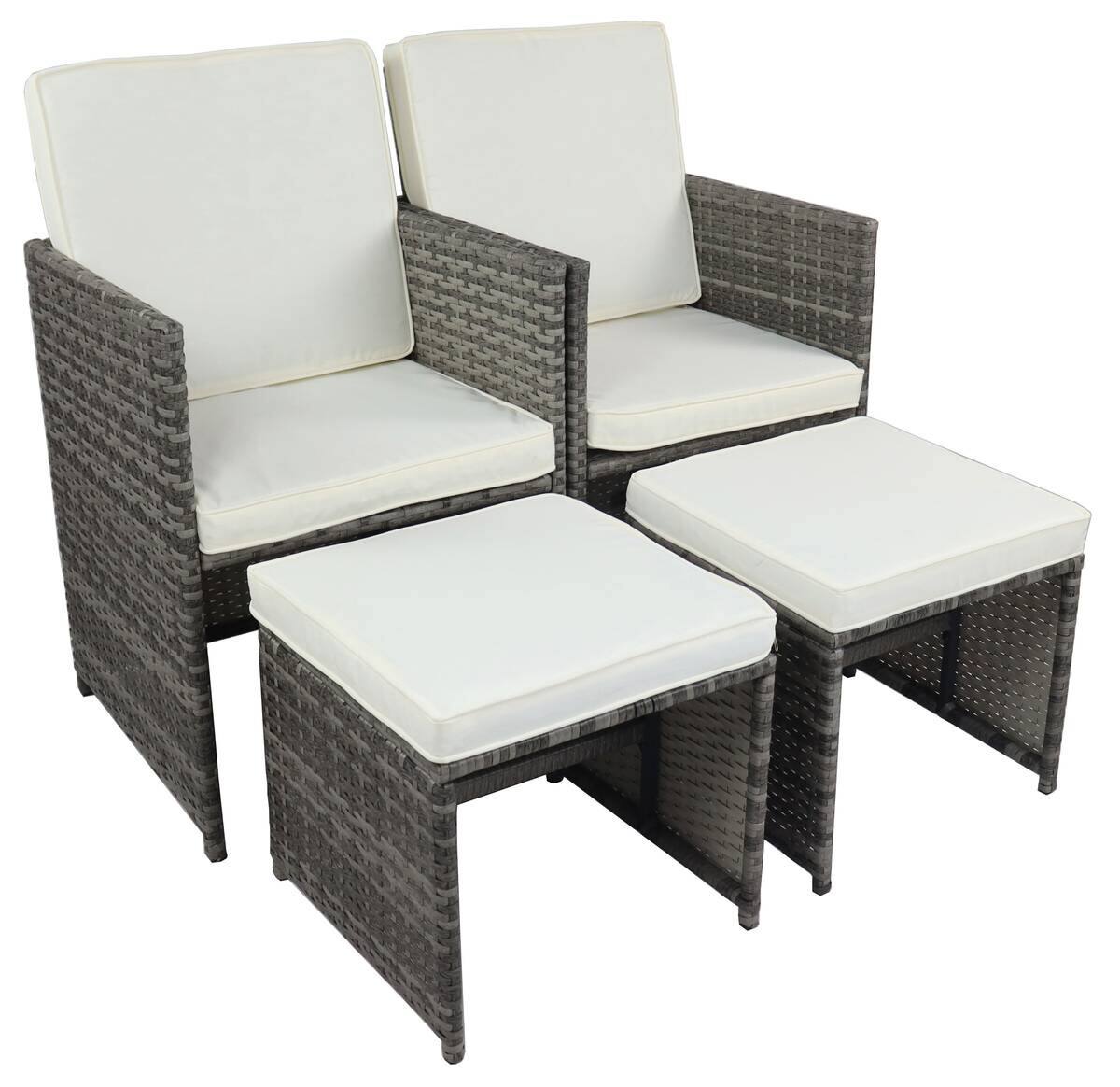 VCM Gartenstuhl 4er Set grau Rattan B/H/L: ca. 53x84x53 cm