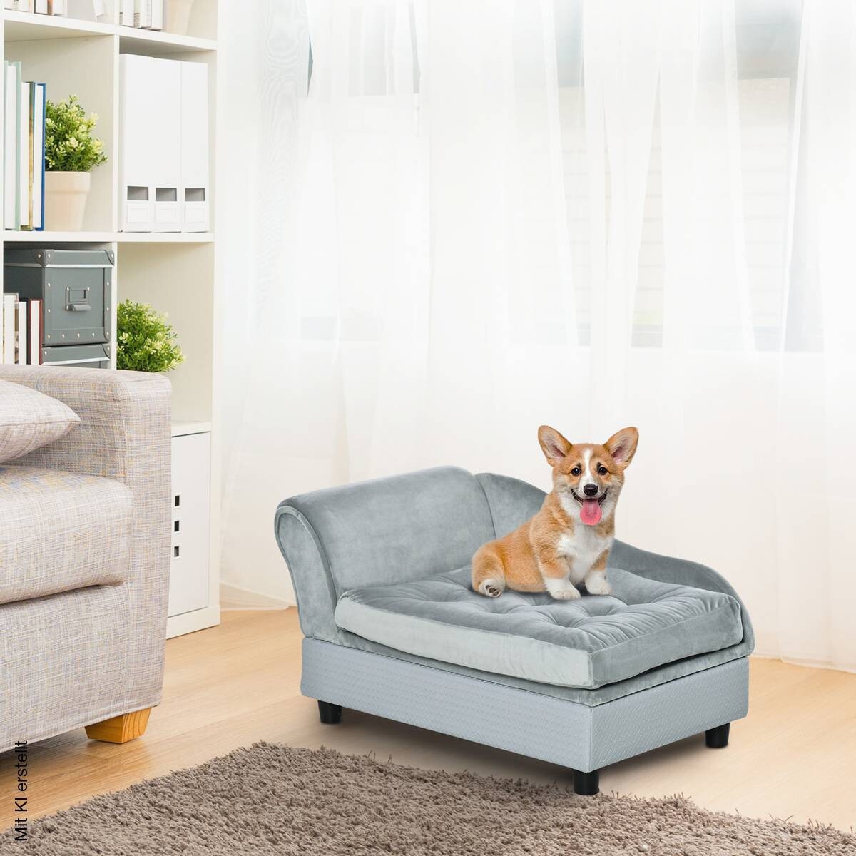 PawHut Hundesofa hellblau Holz B/H/T: ca. 76x42x45 cm