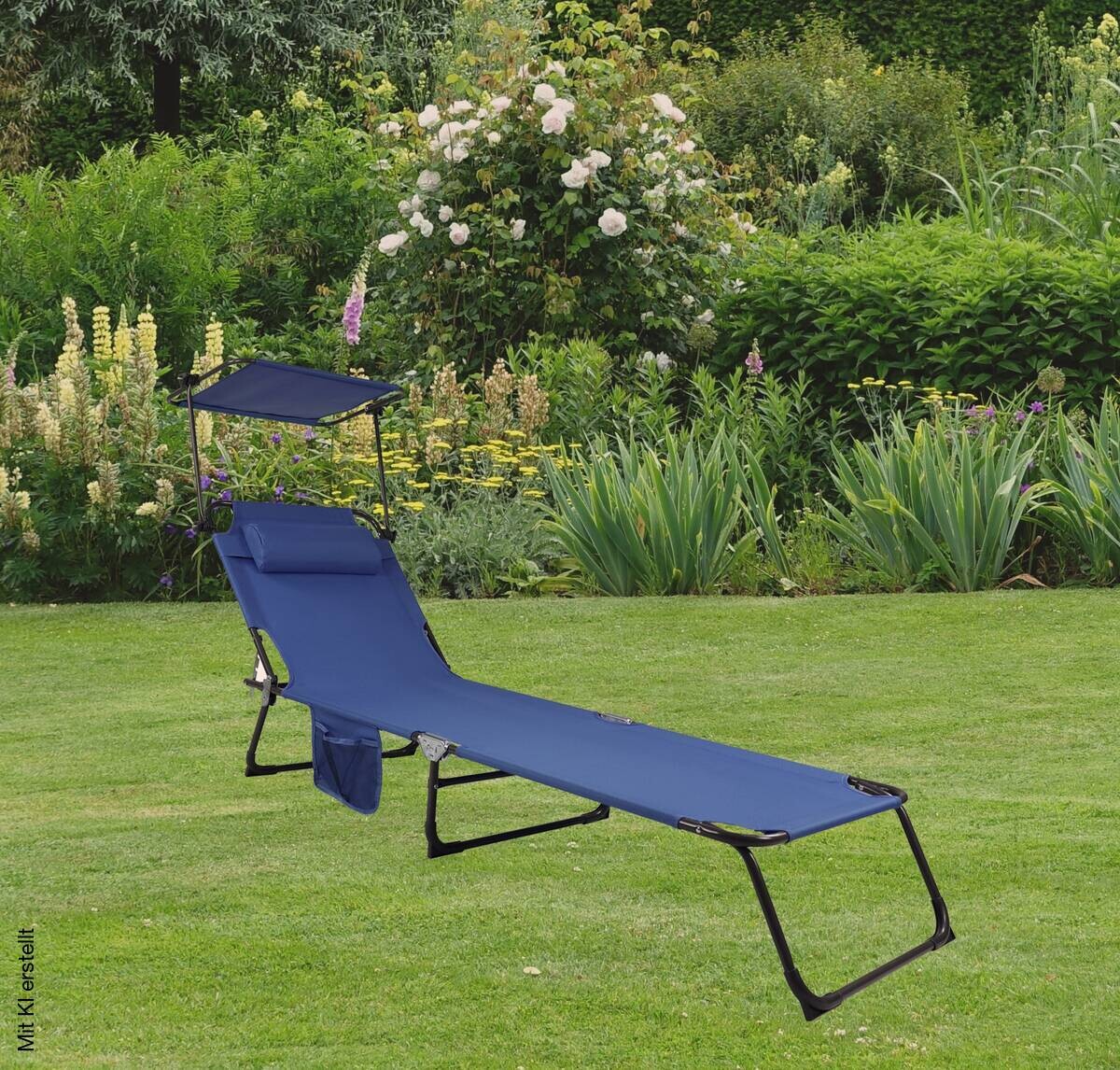VCM Sonnenliege Bindox blau Stahl B/H/L: ca. 55x24x185 cm