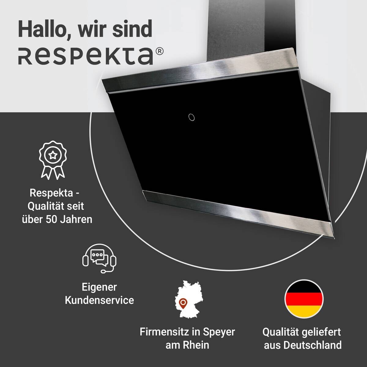 Respekta Dunstabzugshaube CH89060S schwarz B/H/T: ca. 59,5x73,5x37,8 cm