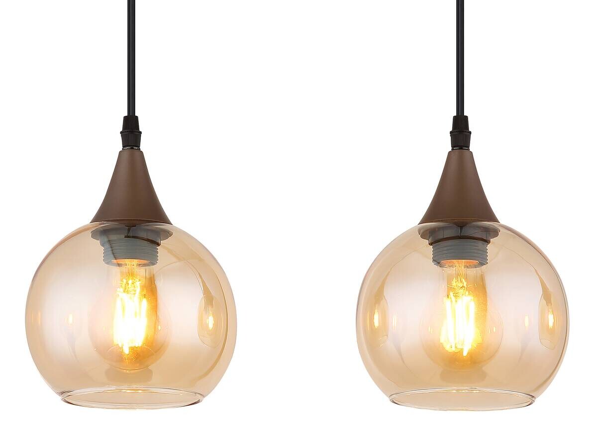 Pendelleuchte Nika Cappuccino amber Metall Glas B/H/L: ca. 15x61x120 cm E27 3 Brennstellen