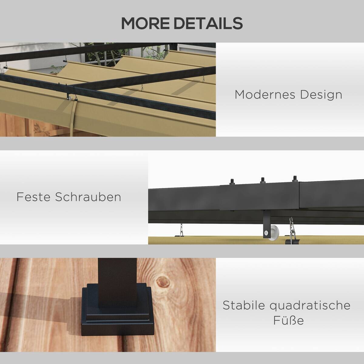 Outsunny Pergola khaki Polyester B/H/L: ca. 213x221x298 cm