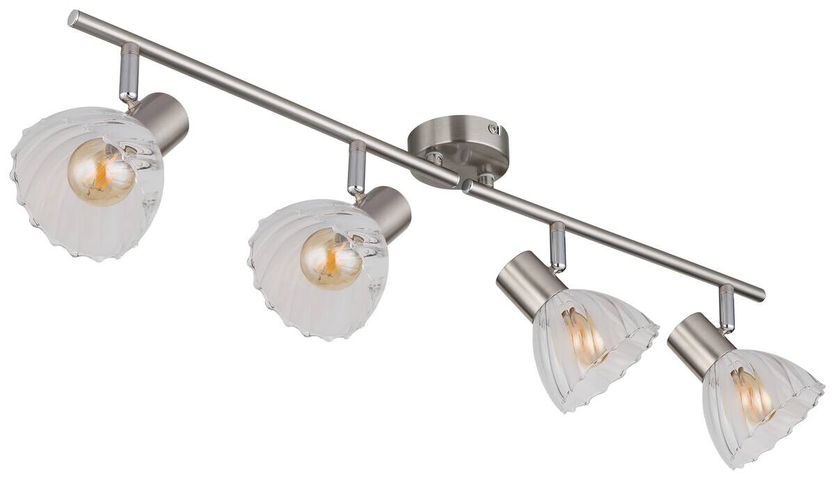 GLOBO Strahler nickel matt klar Satiniert Glas Metall B/H: ca. 70x19 cm E14 4 Brennstellen