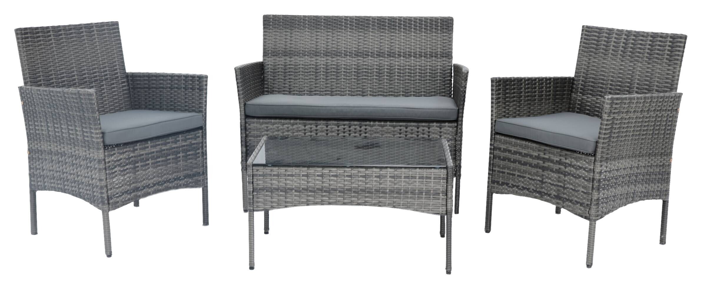 POCOline Gartensitzgruppe Valencia grau Polyrattangeflecht