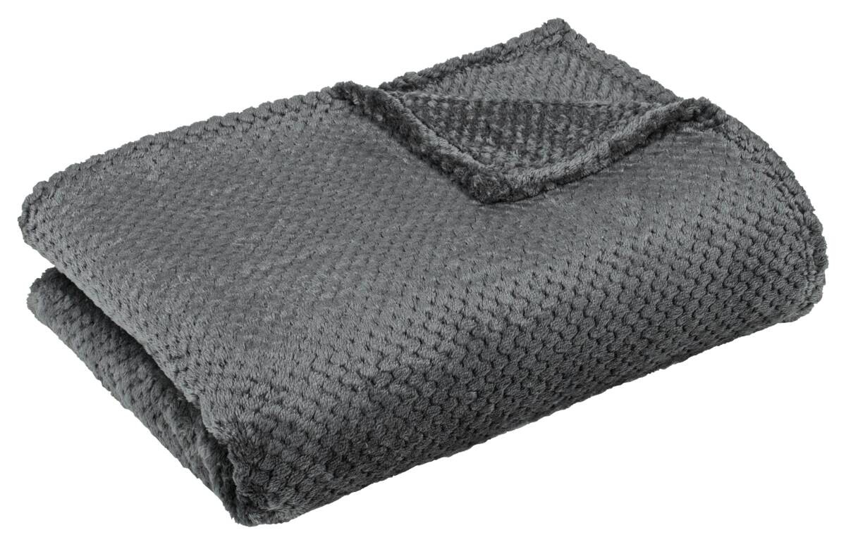 Wohndecke Flanell anthrazit Polyester B/L: ca. 220x240 cm