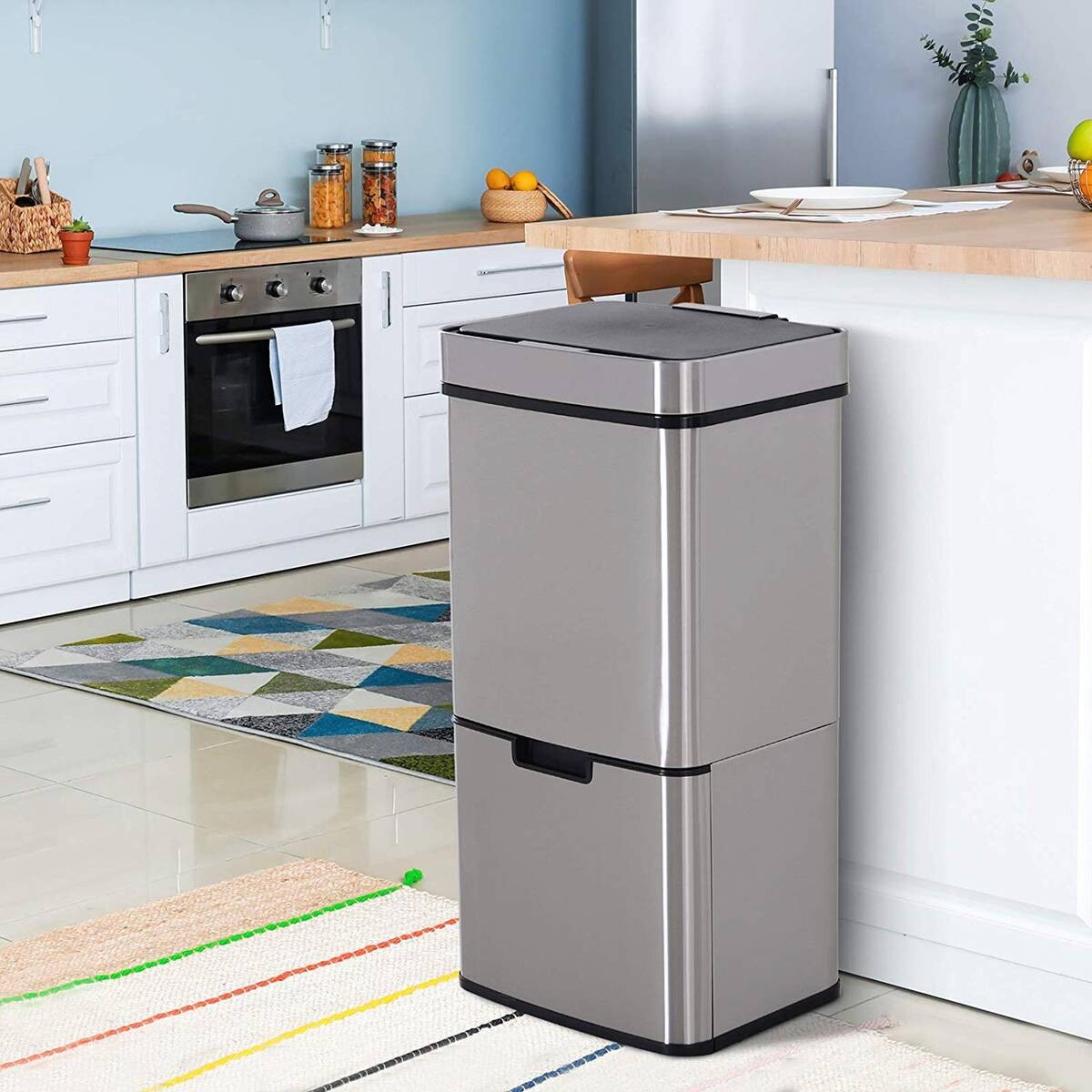 HOMCOM Abfalleimer silber B/H/L: ca. 30x81x42 cm