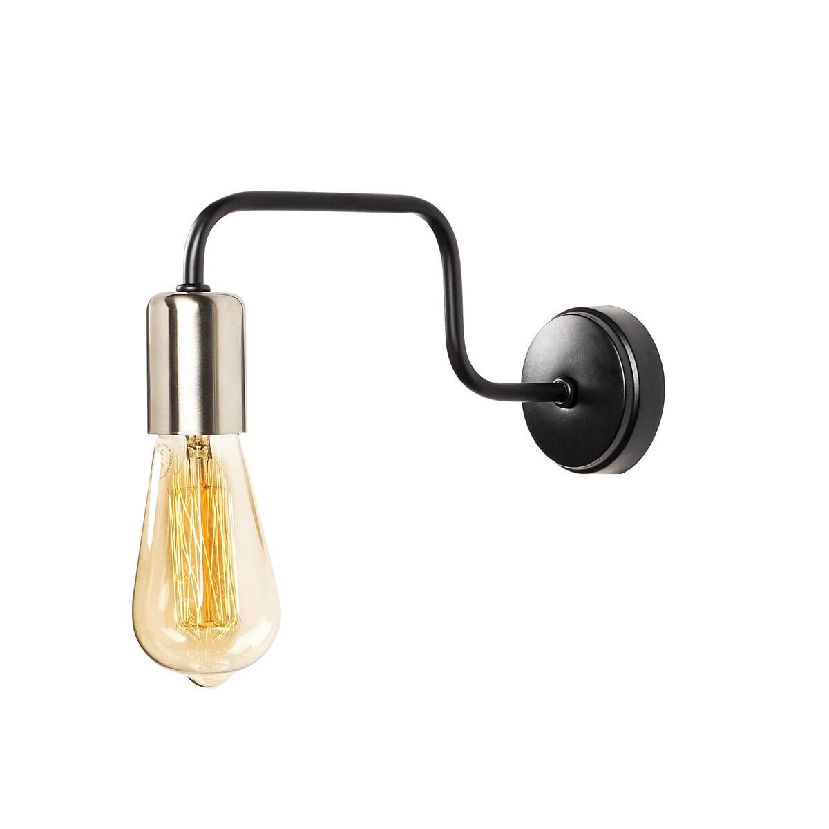 Opviq Wandleuchte nickel schwarz Eisen B/H/L: ca. 28x11x4 cm E27 1 Brennstellen