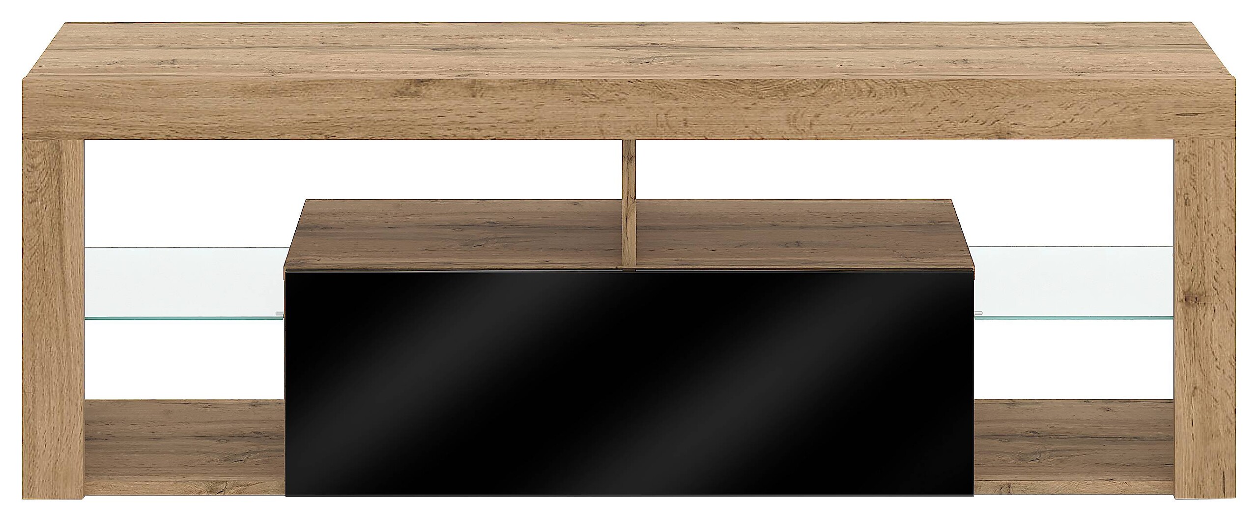 TV-Lowboard TV LOWBOARD Everest 140 Eiche Wotan Nachbildung schwarz glänzend B/H/T: ca. 140x50x35 cm