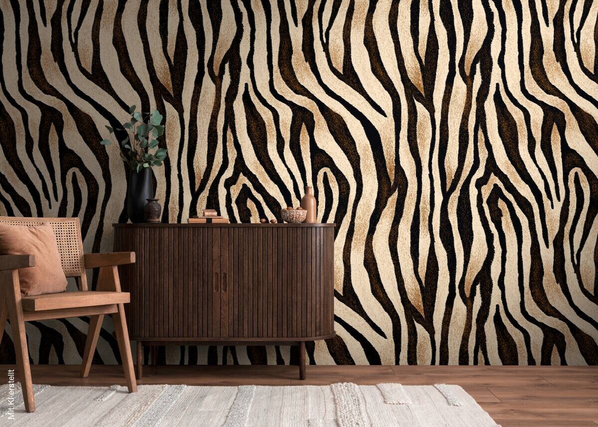 Livingwalls Fototapete Streifen schwarz braun beige B/L: ca. 280x159 cm