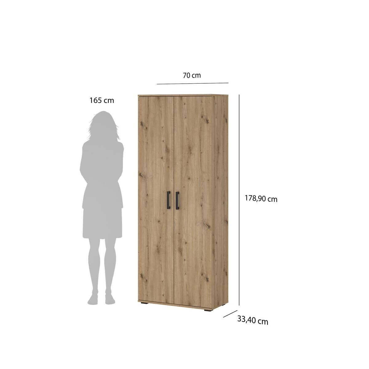 Mehrzweckschrank Mara Eiche Artisan Nachbildung B/H/T: ca. 70x179x33,5 cm