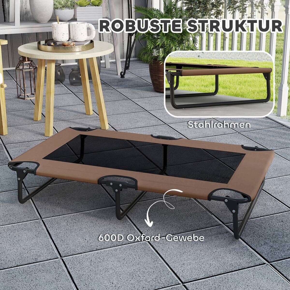 PawHut Erhöhtes Hundebett kaffee Stahl B/H/L: ca. 61x20x107 cm