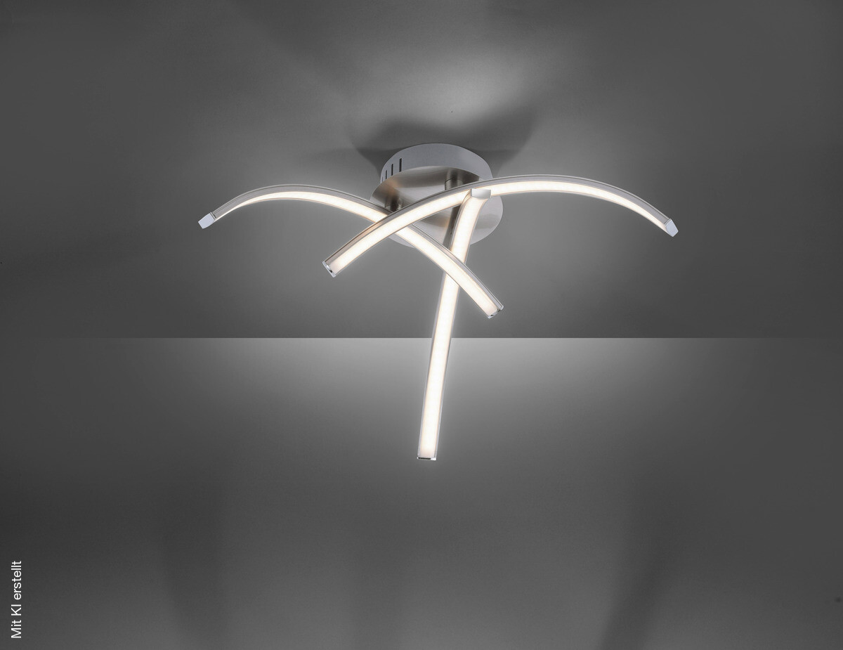 Just Light Deckenleuchte 15341-55 stahlfarbig Alu Eisen Kunststoff H/D: ca. 14x40 cm