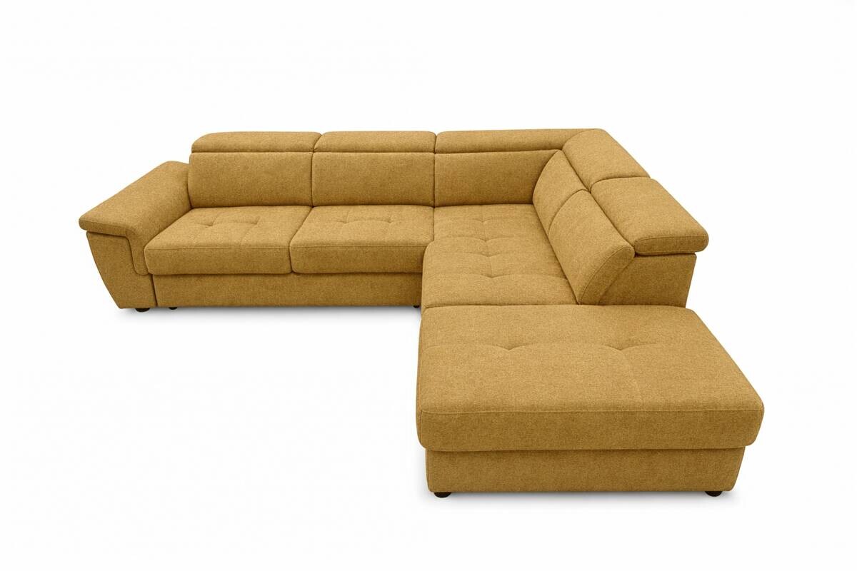 Ecksofa mit Bettfunktion und Bettkasten senf Flachgewebe B/H/T: ca. 267x75x238 cm