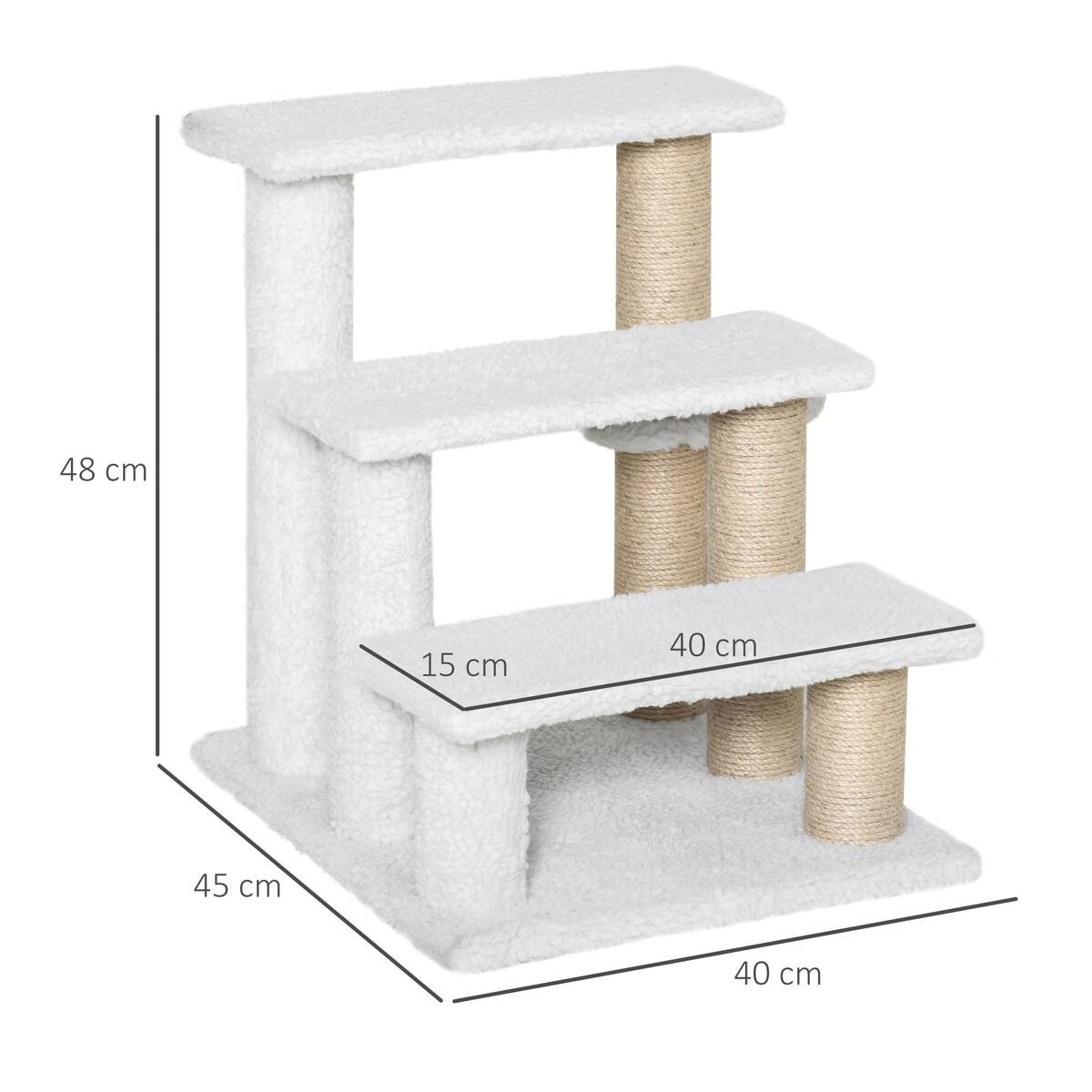 PawHut Haustiertreppe weiß Spanplatte B/H/L: ca. 40x48x45 cm