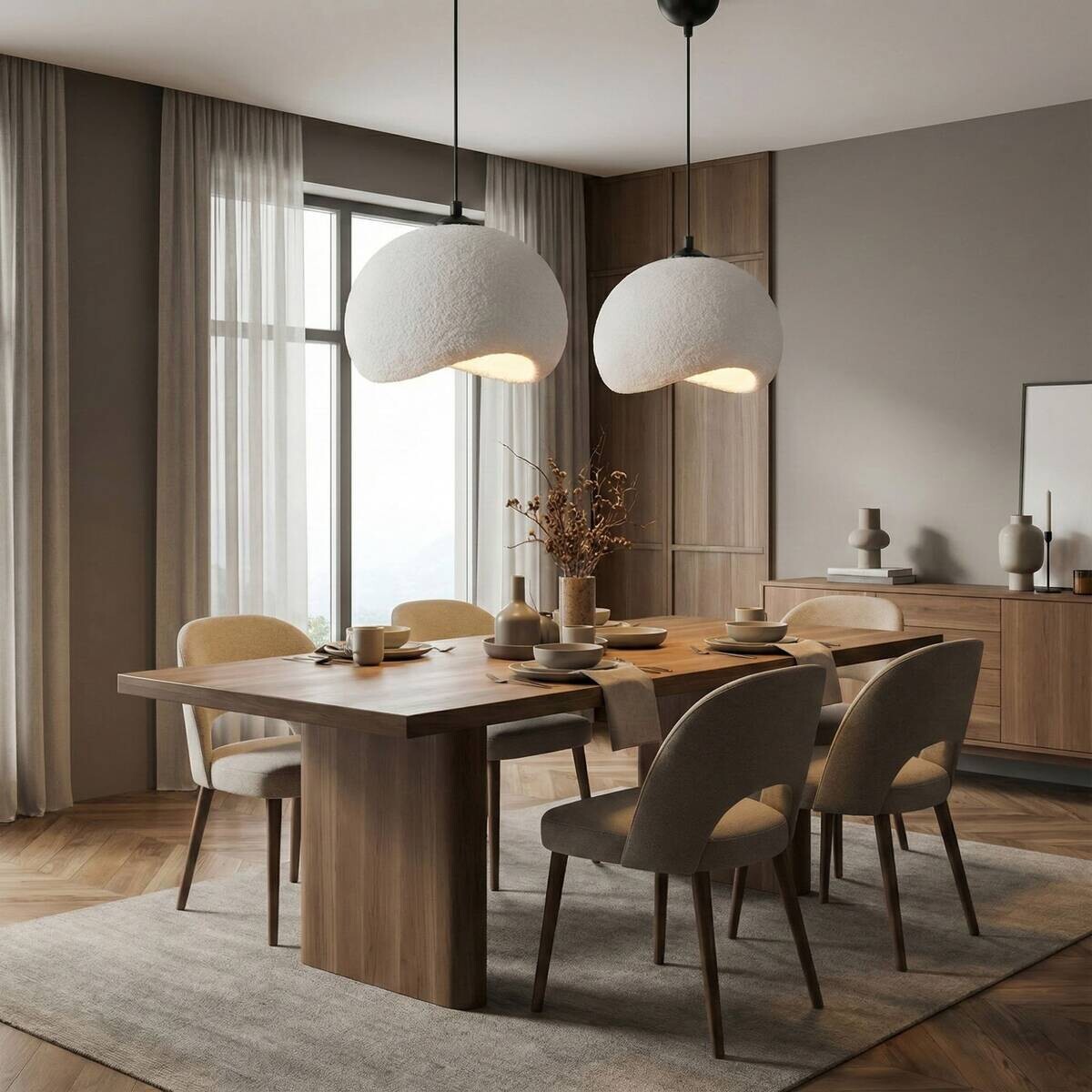 Opviq Pendelleuchte Yontu-15850-B weiß schwarz Polyester-Mischgewebe Metall B/H/L: ca. 29x120x34 cm E27 1 Brennstellen