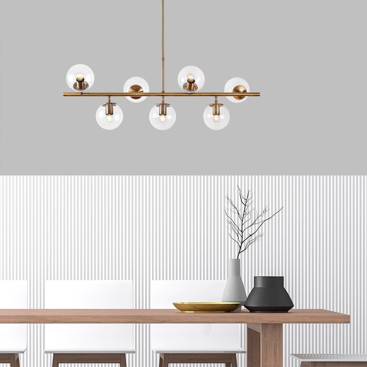 Opviq Deckenleuchte Fazli-10540 Metall B/H/T/L: ca. 113x85x40x113 cm E14 7 Brennstellen