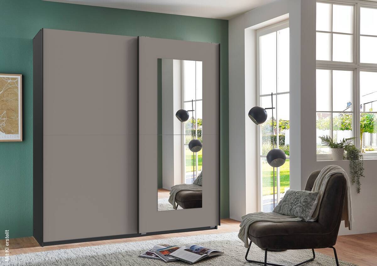 Schwebetürenschrank Dunen Sahara grau B/H/T: ca. 180x198x65 cm