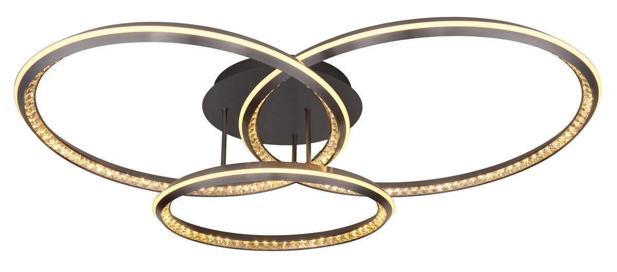 GLOBO LED-Deckenleuchte ALAINA 67329-72 Opal grau klar Kunststoff Metall B/H/L: ca. 109,5x20,5x80,5 cm 1 Brennstellen