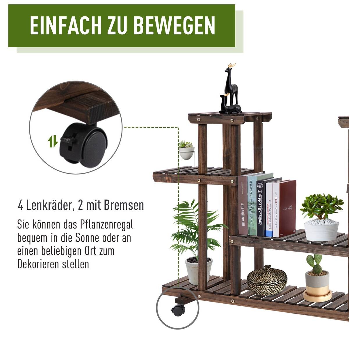 Outsunny Pflanzenregal braun B/H/L: ca. 33x80x123,5 cm