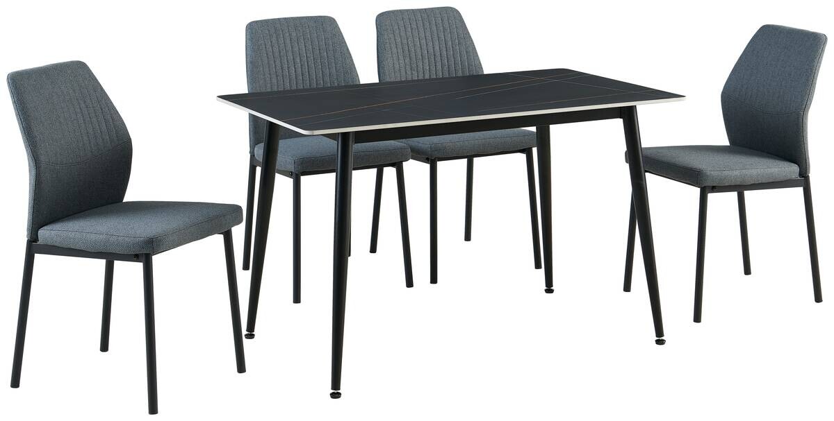 Tischgruppe Alicante schwarz anthrazit Webstoff B/H/T: ca. 120x75x70 cm