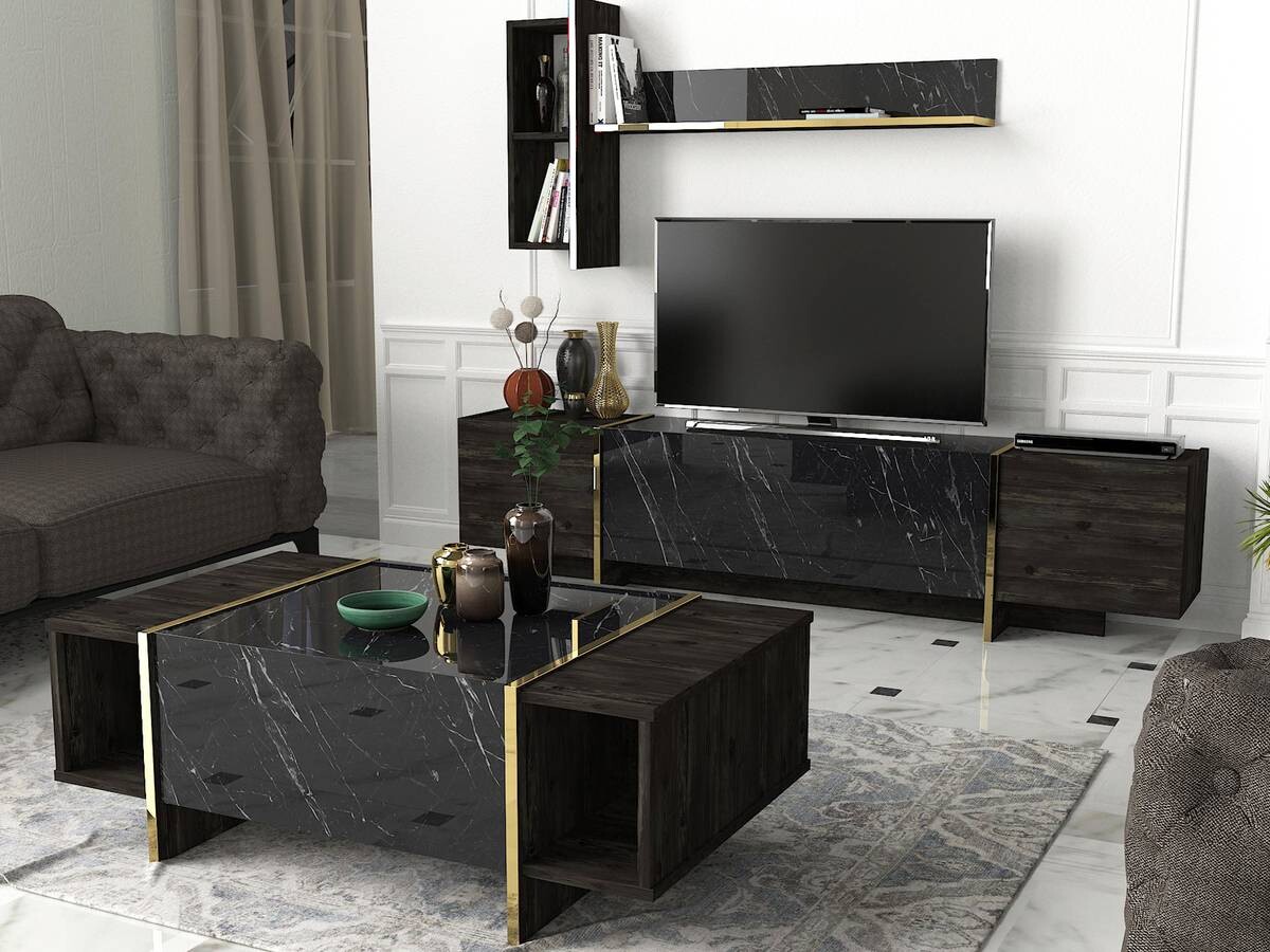 Couchtisch Rebab Rebab braun dunkelgrau Marmor Optik B/H/T: ca. 103,8x37,3x60 cm