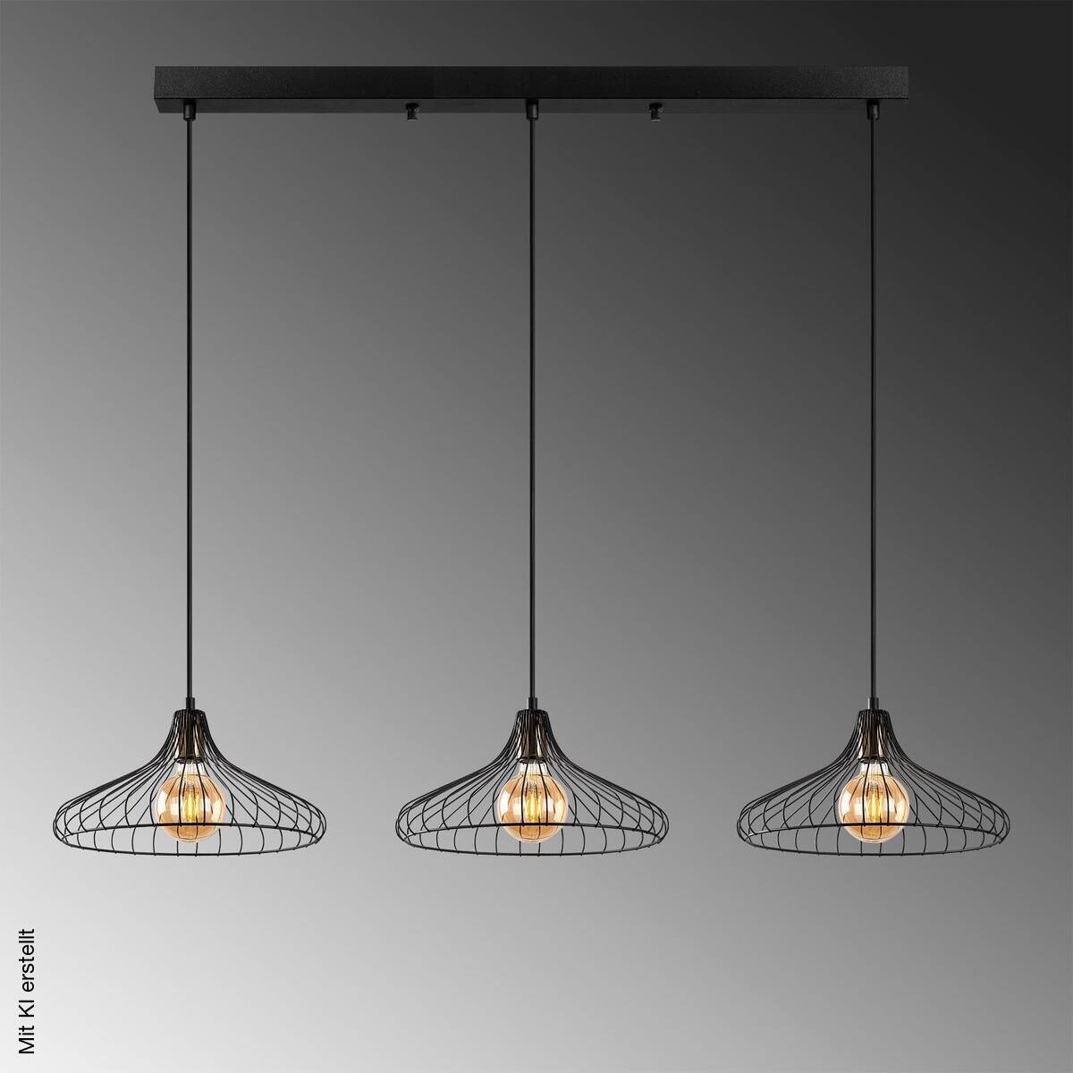 Opviq Pendelleuchte Depay-11260 schwarz Metall B/H/T/L: ca. 148x120x36x148 cm E27 3 Brennstellen