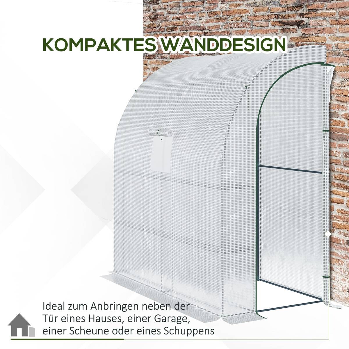 Outsunny Gewächshaus B/H/L: ca. 100x215x200 cm weiß