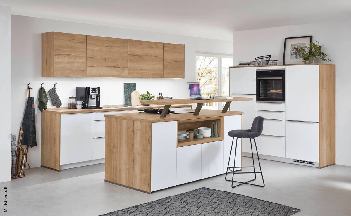 nobilia Inselküche Easytouch Alpinweiß Lacklaminat B/L: ca. 304x190 cm