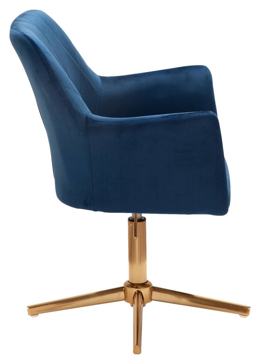 Drehstuhl blau Samt Eisen