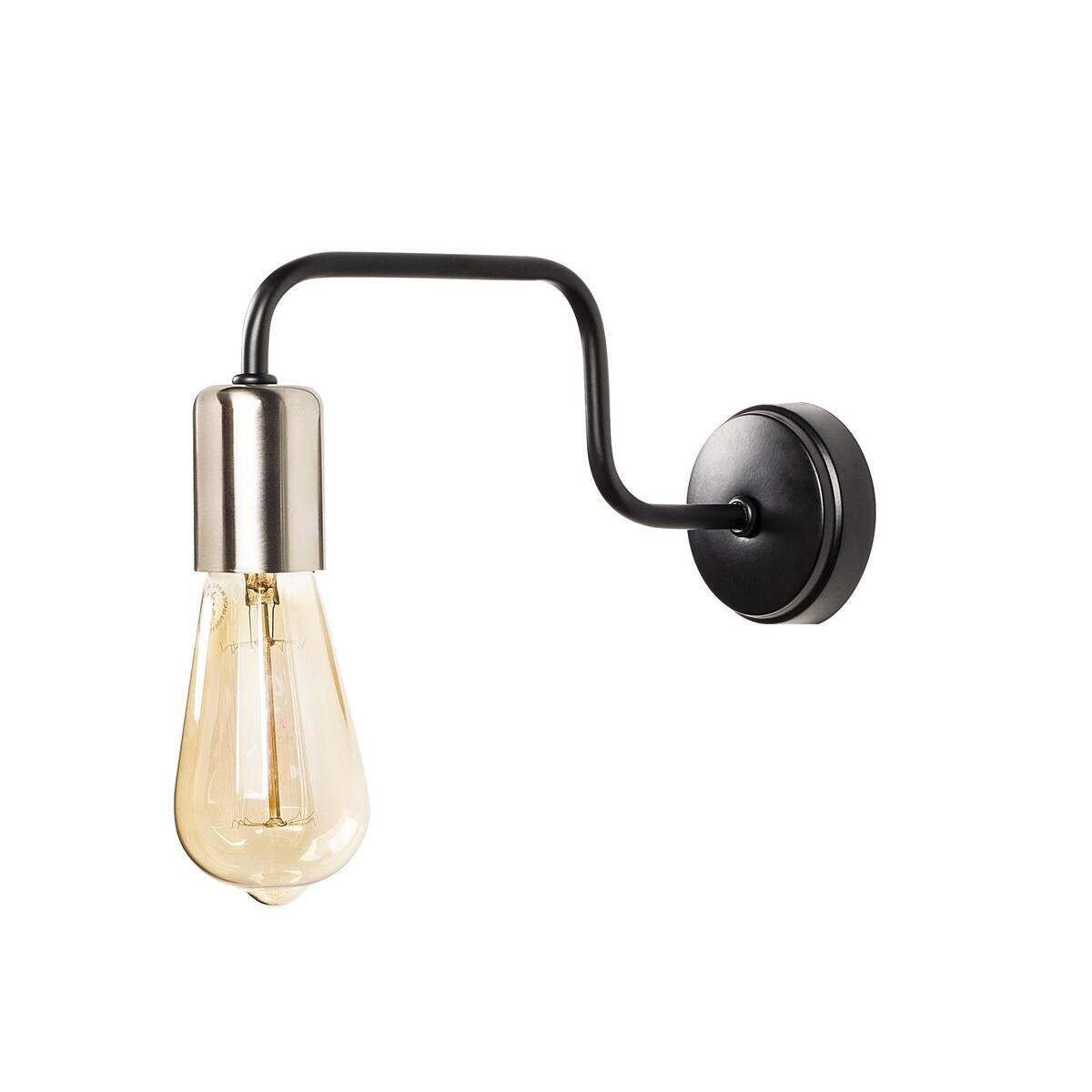 Opviq Wandleuchte nickel schwarz Eisen B/H/L: ca. 28x11x4 cm E27 1 Brennstellen
