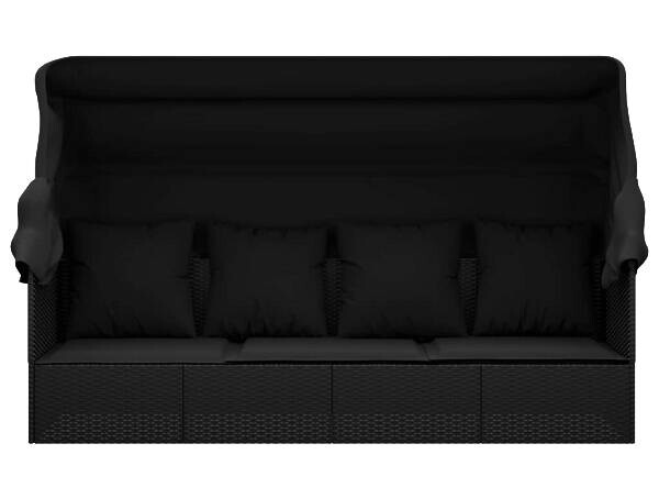 vidaXL Loungebett schwarz Rattan B/H/L: ca. 65x127x203 cm