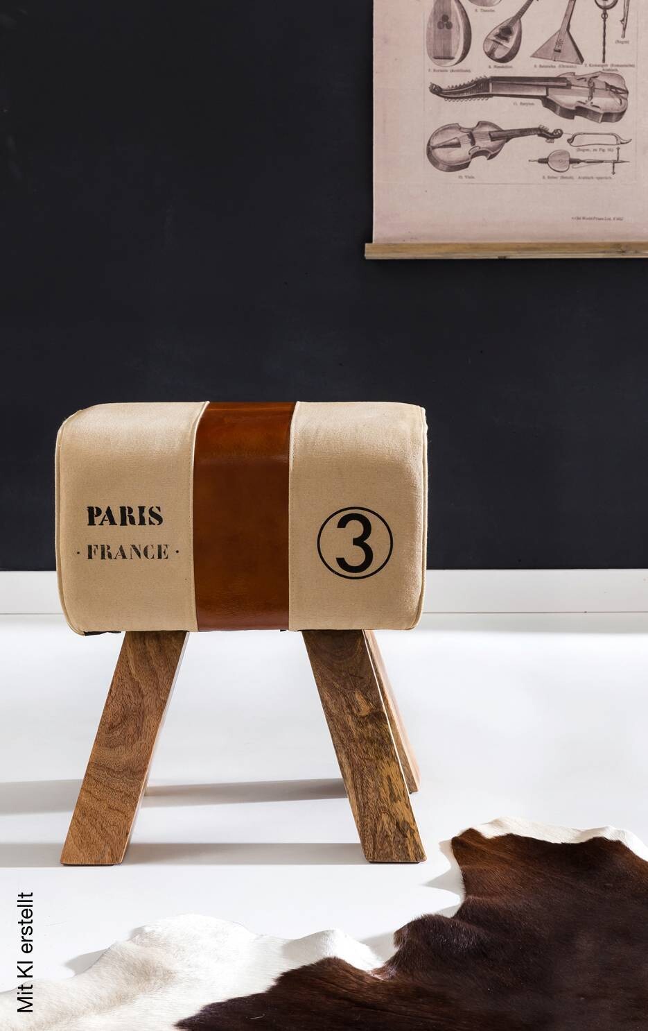 Wohnling Sitzhocker beige B/H/T: ca. 40x47x30 cm