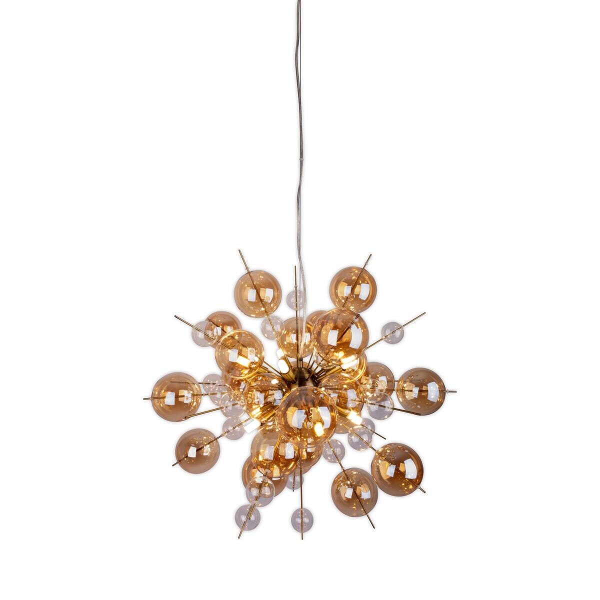 Näve Leuchten Pendelleuchte amber Glas Metall B/H/T/D: ca. 65x150x65x65 cm G9 10 Brennstellen