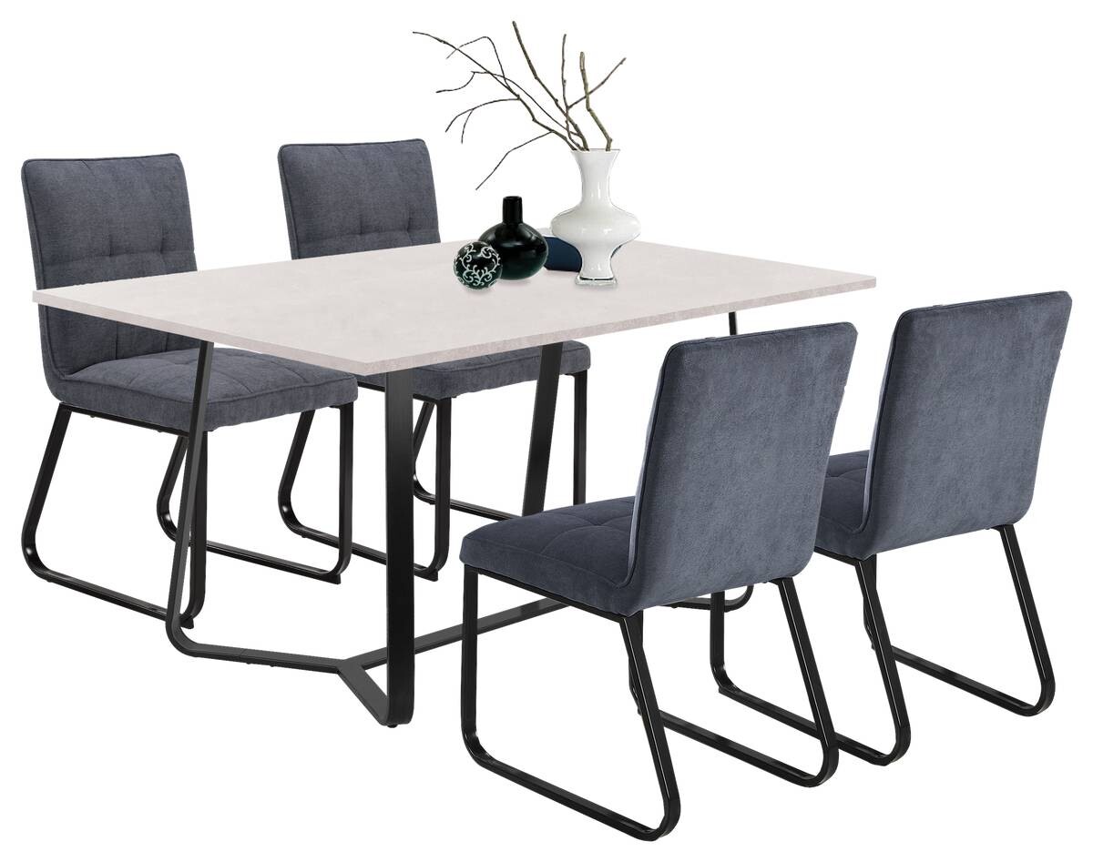 Stuhl TALEA 2er-Set dunkelgrau schwarz Webstoff Metall B/H/T: ca. 46x86x55 cm