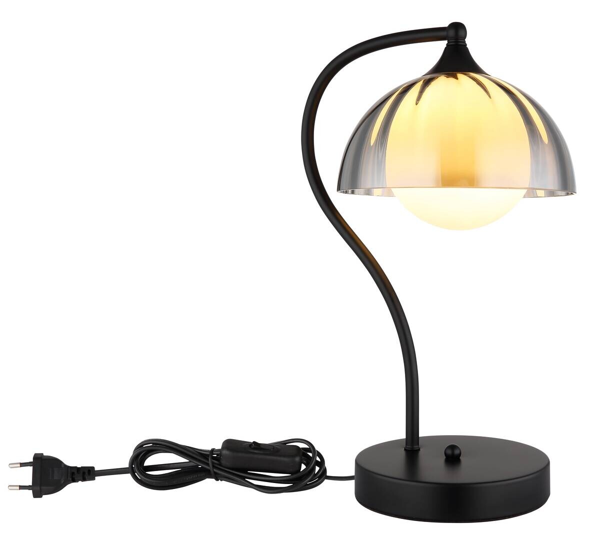 GLOBO Tischleuchte EVA 50200108 Rauch schwarz Opal Glas Metall B/H/L: ca. 24,5x39,5x20 cm G9 1 Brennstellen