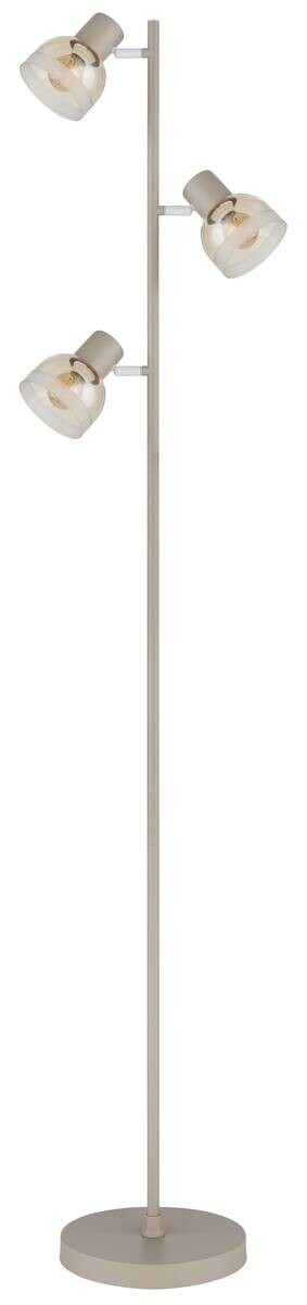 GLOBO Stehleuchte sand amber Metall Glas B/H/L: ca. 23x154x25 cm E14 3 Brennstellen
